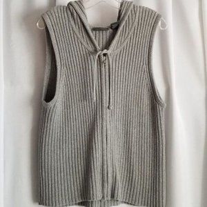 Relativity Gray Ribbed Sleeveless Drawstring Hoodie Full Zip Size XL
